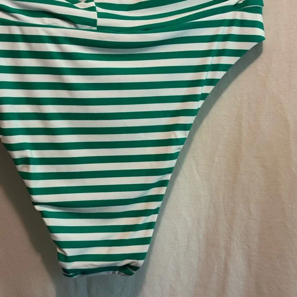 AA-587 Aerie NWT‎ High Cut Cheeky Green & White Stripe Bikini Bottoms Size XL - Picture 4 of 12